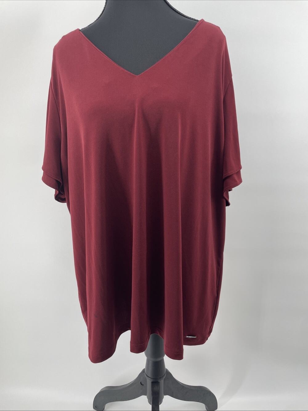 Calvin Klein Women’s 2X Burgundy Red Blouse Top Pullover Shirt Business Casual